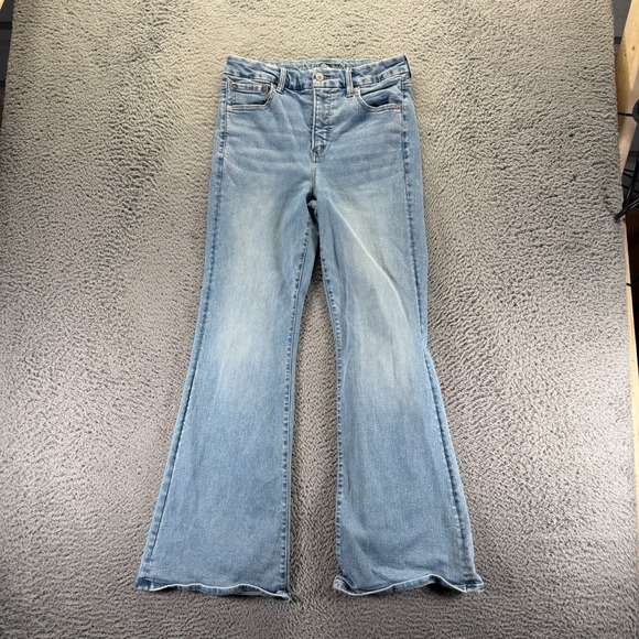 American Eagle Outfitters Denim - American Eagle Outfitters Luxe Jeans Womens 10 Blue Denim Flared Faded Stretch